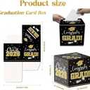 2 x Graduation Card Box Class of 2026 - Black and Gold Money Gift Box Holder for Party, Approx 9x9 Inch Large Foldable Cardboard Voting Box for High School College Grad Decorations, Congrats Grad