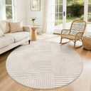 Pauwer 6ft Washable Area Rugs for Living Room Modern Beige Solid Color Soft Fluffy Rugs for Bedroom Non Slip Boho Accent Indoor Mat Floor Carpet Cover for Kids Dining Room Kitchen Office