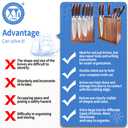 XYJ Magnetic Knife Block, Dual-Sided Strong Magnets, Acacia Wood Extra Large Stable Countertop Design, Kitchen Cutlery Display Stand without Knives