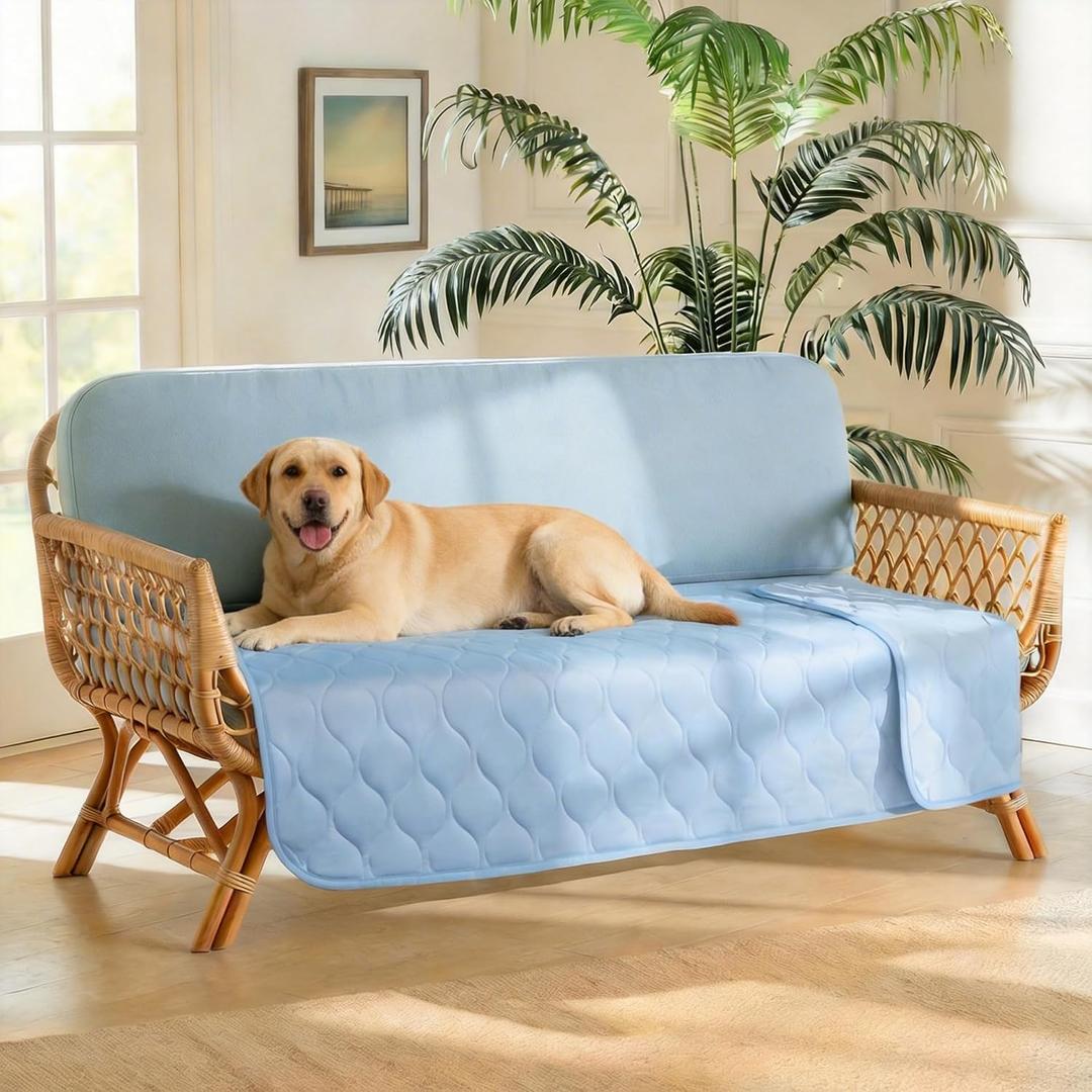 Luciphia Waterproof Cooling Mat for Dogs Couch Cover Q-MAX>0.5, Leakproof Pet Pad Non-Slip Throw Blanket for Cat Puppy Crate Bed Protector Outdoor (Light Blue, 30x70 inches)