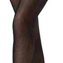 Faux Thigh High Tights for Women - Fishnet Gothic Pantyhose, High Waist Over-The-Knee Goth Leggings (Black, M)