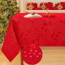Smiry Rectangle Jacquard Tablecloth, Fabric Table Cover, 60x84 Inch, Burgundy