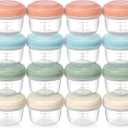VITEVER [16 Pack] 4 oz Small Containers with Lids, Reusable Plastic Jars for Snack and Puree, Salad Dressing Container to Go, Deli Containers, Freezer Baby Food Containers, Dishwasher Safe, BPA Free