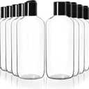 Youngever 10 Pack Clear Plastic Empty Bottles with Disc Cap 8 Ounce, Refillable Cosmetic Bottles, Squeeze Containers for Shampoo, Liquid Body Soap, Lotion, Cream (Long)