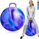 Lewtemi Hopper Ball for Adults, 29 Inch Bouncing Hippity with Handle Rubber Hop, Jumping Hopping Exercise Ball with Air Pump for Outdoors Sports Games Exercise (Blue Purple Cloud)