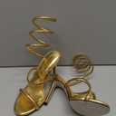 Perixir Gold Heels for Women, High Heels with Spiral, 4.17" Stiletto Heeled Sandals for Dressy Women, Lace Up Sandals Comfortable Slingback Sandal, Size 6