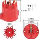 HEI Distributor Cap and Rotor Kit 84335 Replacement For Pro Billet Distributor Universal 8-Cylinder Male Pro Series Red