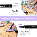 AnyMark Alcohol Markers, 80 Colors Dual Tip Art Coloring Markers Set for Adult Book Drawing Sketching Painting, Chisel & Fine, Black Penholder