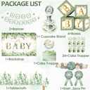 OUNIY Sage Green 172pcs Gender Neutral Baby Shower Decorations - Boho Greenery Party Supplies with Oh Baby Backdrop, Tablecloth, Balloons, BABY Box, Welcome Banner