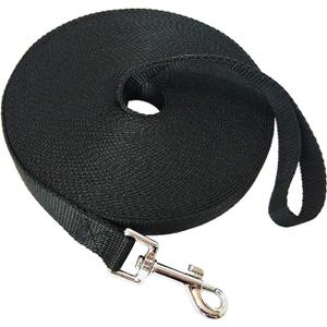 Nylon Training Dog Leash for Small Medium Large Dogs, 15ft 20ft 30ft 50ft 100ft Long Leash Dog/Puppy Lead for Obedience Recall Training, Camping (Black)