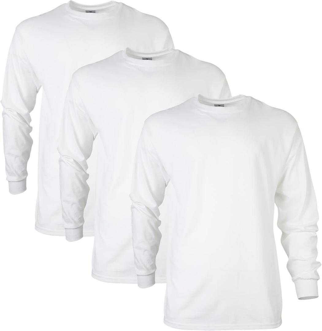 Gildan Adult Ultra Cotton Long Sleeve T-Shirt, Style G2400, Multipack (XX-Large) White