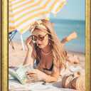 Wood 10x15 Frame Gold, Ornate Natural 15x10in Poster Picture Frame, Modern Golden 10 x 15inch Gallery Wall Photo Frame with HD Plexiglass, Horizontal Vertical Wall Mounting Display 1pcs