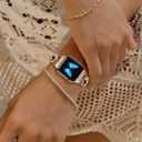 Bling Diamond Band Compatible with Apple Watch Bands for Women 42mm 44mm 45mm 46mm Series 11 10 9 8 7 6 5 4 SE 3 2 1, Sparkle Metal Bracelet Wristband, Cute Lucky Clover Dressy iWatch Band,Gold/Black