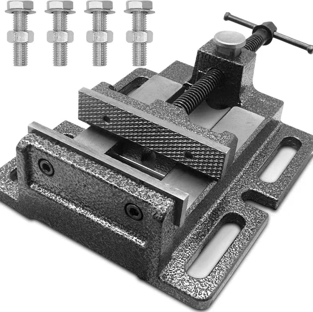 Drill Press Vise, Quick Release Bench Vise 5'', Heavy Duty Drill Press Vice Clamp- 5.12" Jaw Opening, 4.84" Jaw Width - Vice for Woodwork, Low Profile Drill Press, Benchtop, Milling Machine, etc