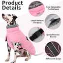 Queenmore Dog Jackets for Large Dogs, Fleece Dog Coats, Windproof Winter Large Breeds Jacket Winter, Reflective Pet Jackets, Pink, XXXL