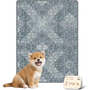 nunubaby Washable Pee Pads for Dogs, Stylish, Non-Slip and Leak-Proof Pee Pads. Reusable Potty Pads for Dogs for Crates and Floors.(Blue/Multi, 18" x24" )