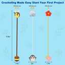 WaldyWop Crochet Kit for Beginners: 3 Animal & Flower Bookmarks Knitting Kits for Girls w/Easy Yarn, Crochet Hook & Easy Video Tutorials - Wobbles Crochet Animal Kit for Kids, Birthday Gifts for Women (yellow,blue,pink)