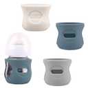 3 Pack Silicone Sleeves for Avent Natural Glass Baby Bottles, Anti Breakage Baby Bottle Holder, Compatible Philips Avent Glass Natural Baby Bottle 4 oz(Grey+Dark Blue+Apricot) (4 Ounce)