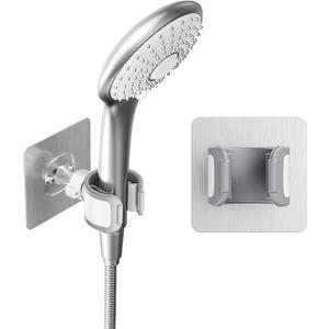 Adjustable Wall Mounted Shower Head Holder, Strong Adhesive & Drilling 2 Installation Methods, 360° Swivel Handheld Shower Wand Holder for RV Kids’ Bathroom Shower Accessories （White）