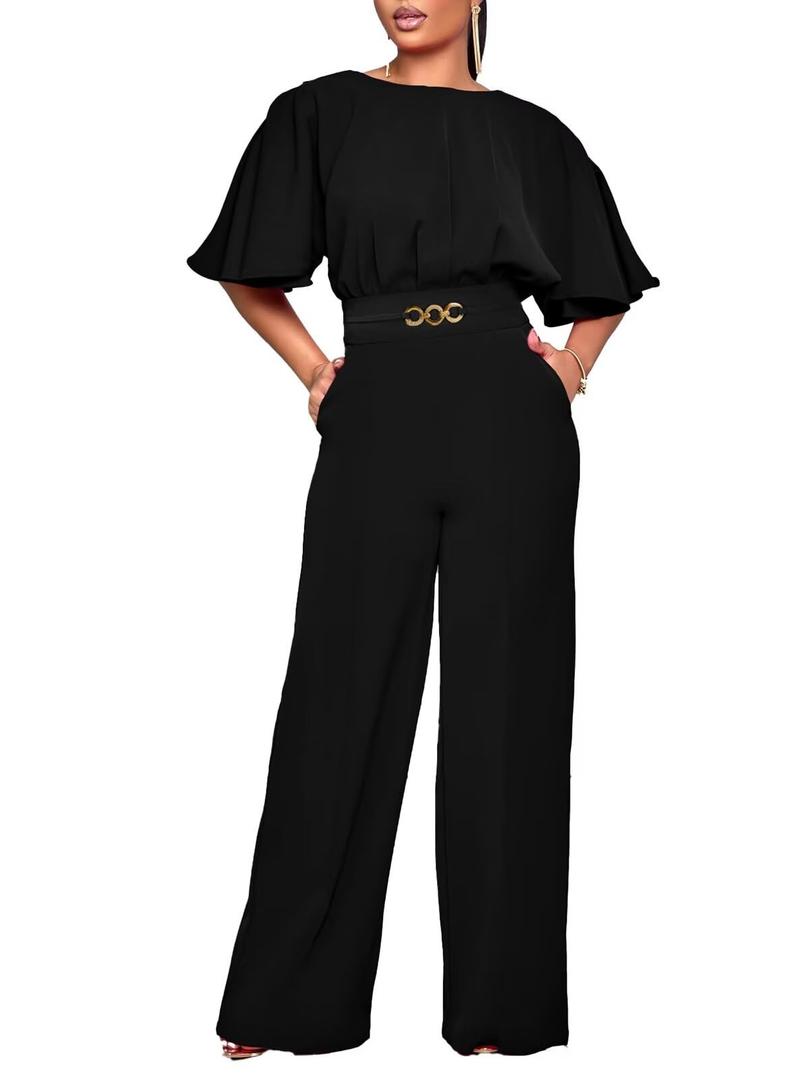 acelyn Elegant Jumpsuit for Women Dressy Sexy Plus Size Wide Leg Pant Suit One Piece Party Outfits Large