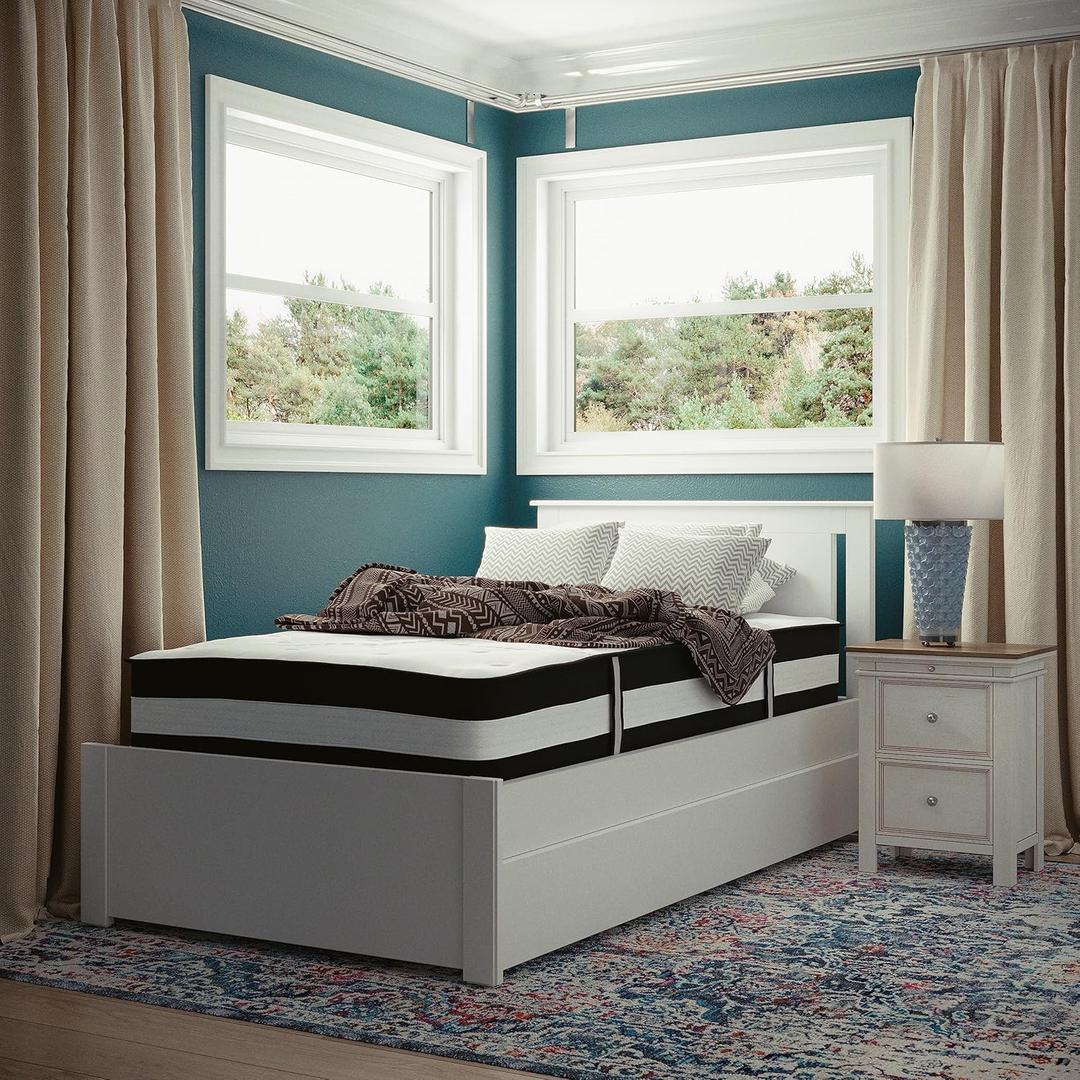 Flash Furniture Capri Comfortable Sleep 12" Hybrid Pocket Spring and Foam Mattress in a Box, Foam Pocket Spring Hybrid Mattress for Pressure Relief, Twin