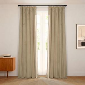 HPD Half Price Drapes Heritage Plush Velvet Curtains 108 Inches Long Room Darkening Curtains for Bedroom & Living Room 50W x 108L, (1 Panel), Museum Taupe