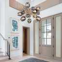 TOCHIC Chandelier for Dining Room,9 Lights Sputnik Ceiling Light Fixture,Modern Chandelier with Gray Glass Shade for Bedroom,Farmhouse Champagne Gold Chandeliers for Living Room,Foyer,Kitchen Island, Large