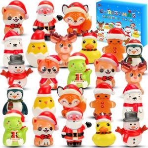 24PCS Christmas Squishy Sensory Toys - Holiday Party Favors for Kids, Stress Relief Fidget Toys for Stocking Stuffers, Goodie Bag Pinata Fillers, Advent Calendar Stuff & Classroom Prizes (Christmas)