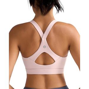 RUNNING GIRL Sports Bra for Women, Strappy Running Padded Sports Bras High Impact Yoga Bra with Sewn in Pads(3138_Pink_XXL)
