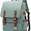 UGRACE Vintage Laptop Backpack with USB Charging Port, Water Resistant Travelling Backpacks College Bag for Men Women, Fits up to 15.6Inch Laptop in Green