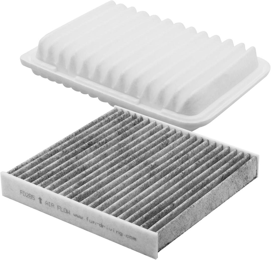 Comb Engine Cabin Air Filter for Toyota Yaris 1.5L L4 2018 2017 2016 2015 2014 2013 2012 2011 2010 2009 2008 2007 2006 (carbon grey)