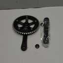 CDHPOWER Single Speed Crankset 44T 165mm Crankarms 130 BCD Crankset for Mountain Road Bike Fixed Gear Bicycle(Square Taper, Black) (44T, Sprocket)