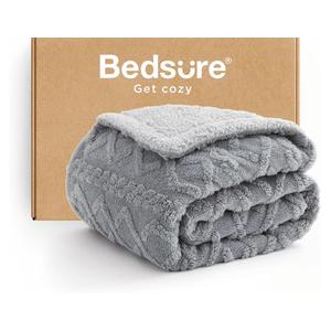 Couch - Fluffy & Cozy Cable Jacquard Tufted Throw for Women Gift, Thick and Warm Christmas Blanket for Winter, Grey, 50x70 Inches