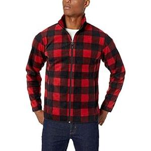 Amazon Essentials Men's Full-Zip Polar Fleece Jacket, Red Buffalo, X-Small