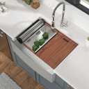27 Farmhouse Kitchen Sink - Mocoloo 27 x 22 Stainless Steel Farm Sink Apron Front Ledge Workstation 16 Gauge Curved Apron Single Bowl Deep Basin