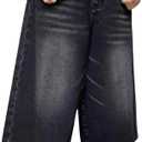 Long Jorts Y2k Hip Hop Jean Shorts Men Baggy Denim Shorts Loose Casual Vintage Wide Leg Designer Skater Shorts (Small)