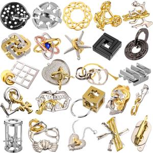24 Pcs Metal Brain Teaser Puzzles Assortment for Adults Difficult Magic Puzzles Highly Hard Brain Games Iq Logic Test Disentanglement Game for Mind Challenge(Funny)