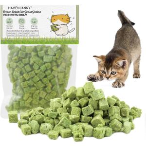 HavenJanny 120g Cat Grass Treats for Indoor Cats, Freezed Dried Cat Grass Teething Stick Snacks for Cats, Edible Feline Chew Toys for Hairball Control and Oral Health