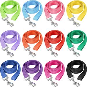 12 Pcs Nylon Dog Leash Bulk 5ft Dog Training Leash 12 Colors Puppy Line Traction Rope for Small Medium Puppy Training, Play, Camping, or Backyard(Modern Colors)