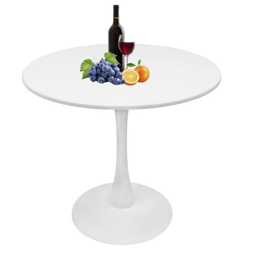 White Round Dining Table, 24 Inches Tulip Round Kitchen Table, Mid-Century Leisure Table for Small Places, Dining Room, Living Room, Cafe