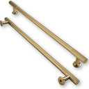 khtumeware 10 Inch Hole Center 5 Pack,Brushed Brass Cabinet Pulls Heavy Duty Soild Warm Brass Kitchen Drawer Handles Cabinet Hardware for Cupboard Drawer Handles Dresser Pulls