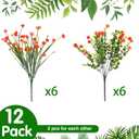WILLBOND 12 Bundles Artificial Flowers Outdoor, UV Resistant Faux Artificial Plants Shrubs Plastic Flower Bulk for Hanging Planter Porch Window Home Spring Summer Decor(Orange)