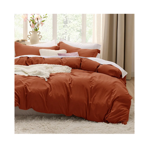 Bedsure Terracotta Duvet Cover King Size - 3 Pieces Prewashed Cotton-Like Extra Soft Bedding Set, Includes 1 Duvet Cover 104x90 Inches with Zipper Closure & 2 Pillow Shams, Comforter Not Included