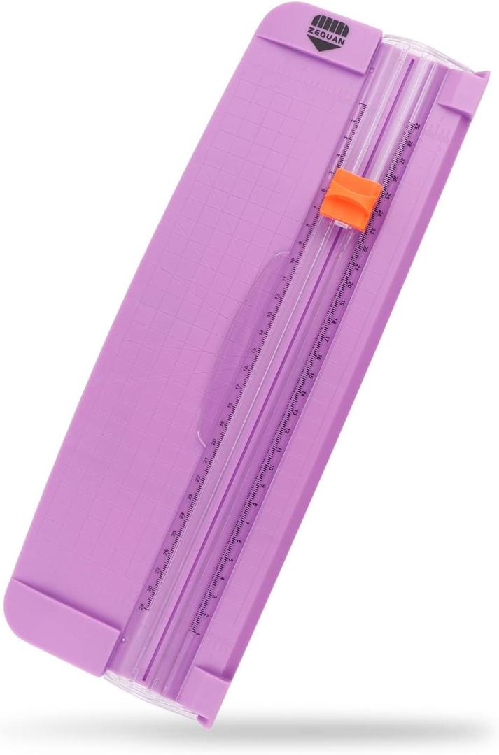 ZEQUAN Small Purple A4 Paper Trimmer, Portable Paper Cutter for Label, Origami, Card, Photo, Coupon, Scrapbook, Cardstock, Laminated Paper, and Craft Project