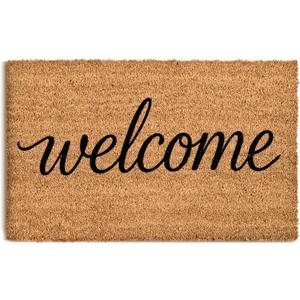 Natural Coco Coir Door Mat with Heavy Duty Backing, 17" x 30" Anti-Slip Coconut Welcome Mat Outside Entrance, Easy Clean Front Door Doormat for Entry, Porch, Patio, Garden, Garage, Mudroom