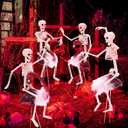 Geelin 10 Pcs Halloween Flamingo Skeletons Stakes Yard Decorations 16 in Skeleton Riding Black Buzzards Outdoor Decor Vulture Statue Stakes Decor for Halloween Lawn Garden Outdoor Party