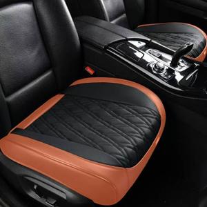 Luxury Faux Leather Car Seat Cover Front Bottom Protector, Seat Cushion Without Backrest, Anti-Slip and Wrap Around The Bottom, Fit Most Cars & Vehicles, 2 Piece, Brown & Black, 27.2*23.2*5.5in 