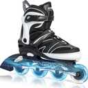 2PM SPORTS Kids Adjustable Inline Skates Ages 4-12, Youth Inlie Skates for Girls Boys 5-8 8-12 with Full Light Up Wheels, Beginner Women Adult Skates (X-Large - Adult, White)