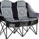 USKAU double camping chair for adults oversized two-person loveseat chair heavy people folding paddle over door seat with cup holder carry bag $660 lb capacity for camping sports backyard Color: Black/Loveseat