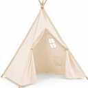 Tent with Teepee with Pom Pom Tents -Family Tents for Camping Hiking Traveling Outdoor Party Christmas, Large